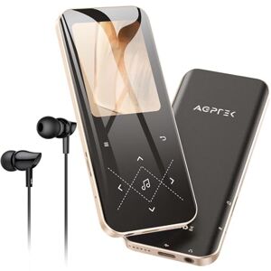 AGPTEK 64Go Lecteur MP3 Bluetooth 5.3, Lecteur Musique 2,4" Écran HD, Baladeur Son HiFi Bouton Tactile Haut-parleurs Intégrés Boucle Unique Radio Podomètre Enregistreur, Carte Extend à 128Go - Publicité