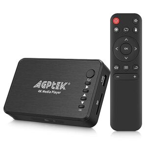 AGPTEK Lecteur Multimédia, 4K@30hz HDMI Lecteur Multimédia pour TV avec Sortie HDMI/AV/VGA, Media Player pour 14TB HDD/Clé USB 256G/Carte SD/H.265 MP4 avec Télécommande pour MP3 AVI RMVB MPEG etc - Publicité