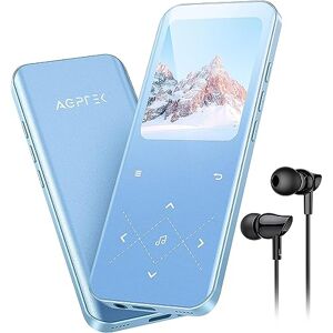 AGPTEK 32Go MP3 Bluetooth 5.3 avec Haut-Parleur , 2.4" Grand Écran Lecteur Musical en Métal Son sans Perte avec Bouton Tactile/Radio FM/Enregistreur Line-in, Baladeur Sport Support Carte 128G-Bleu - Publicité