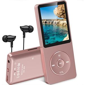 AGPTEK Lecteur MP3, 8 Go sans Perte avec Écran 1,8", 70 Heures de Lecture, Lecteur de Musique Portable avec Écouteurs, Radio FM, Enregistrements, Livre Électronique, Carte TF jusqu'à 64G, Or Rose - Publicité