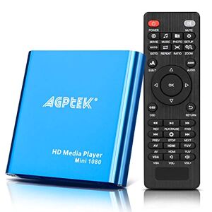 AGPTEK Mini 1080P Full HD Ultra HDMI Pour Lecteurs -MKV / RM- HDD USB, Lecteur multimédia HDMI avec Télécommande pour MP3, WMA, OGG, AAC, plate, Ape, AC3, DTS, Atra (Bleu) - Publicité