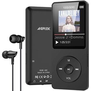 AGPTEK 32Go Mp3 Classique avec Haut-Parleur Lecteur Musique 70H Ultra-Longue Autonomie 1.8'' Écran Radio FM Enregistrement Petit Baladeur MP3 Sport pour Adulte Enfant Carte TF Jusqu'à 128Go-Noir - Publicité