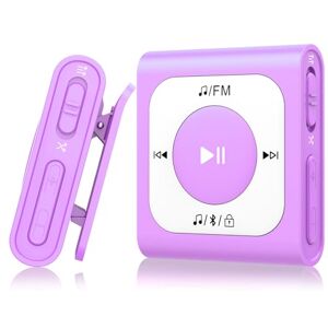 AGPTEK 64Go Lecteur MP3 Bluetooth 5.2 avec Clip, Lecteur de Musique Portable avec Radio FM, Son HiFi, Bouton de Verrouillage Baladeur Sport Numérique avec Capacité de 13000+ Titres Violet - Publicité