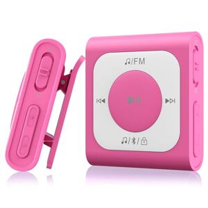 AGPTEK 64Go MP3 Bluetooth Sport avec Clip, Mini Lecteur Musical Portable avec Radio FM Son HiFi Bouton de Verrouillage, Baladeur Numérique Grande Capacités Design Léger pour la Course, Rose Bar-Bie - Publicité