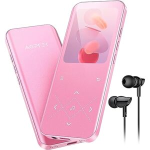 AGPTEK MP3 32Go Bluetooth 5.3, 2,4" Écran Coloré Lecteur Musique Portable avec Haut-Parleur Son HiFi avec Radio FM, Enregistreur Line-in, Baladeur MP3 Sport Support Carte 128Go, Rose - Publicité