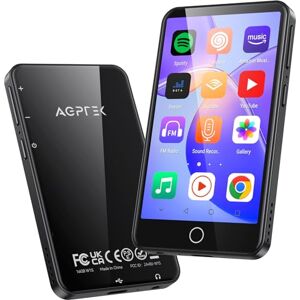 AGPTEK Lecteur MP4 Bluetooth WiFi,  3,5" Écran Tactile MP3 Android 8.1 avec Spotify, Deezer, Audible, Amazon Music, 2+16Go Lecteur Musique HiFi avec Haut-Parleur/Radio FM, Externe Jusqu'à 128Go - Publicité