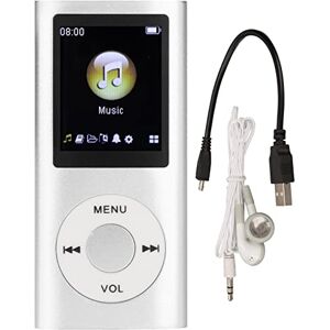 NOENNULL MP3 Player Stylish Multifunctional Lossless Sound Slim 1.8 Inch LCD Screen Portable MP3 Music Player (Silver)