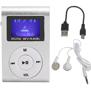 ciciglow MP3 Player, Portable Mini MP3 Music Player Sports BackClip LCD Screen MP3 Support 32GB Memory Card with Earphone and USB Cable(Silver)