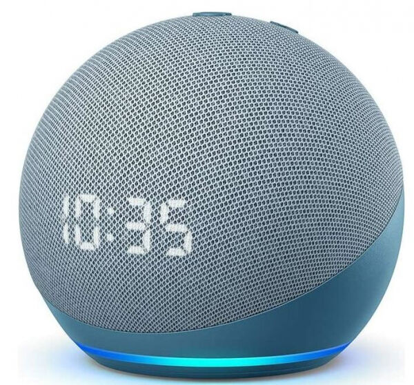 Amazon Echo Dot (4 Gen.) - Bluetooth Lautpsrecher - Blau/Grau mit Uhr