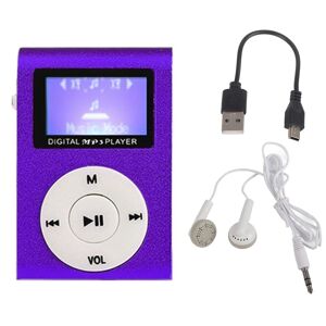 My Store Mini Lavalier Metal MP3 Music Player with Screen, Style: with Earphone+Cable(Purple)