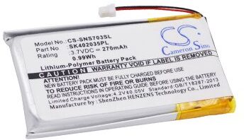 Sony Batteri (270 mAh 3.7 V) passende til Batteri til Sony NW-S703F