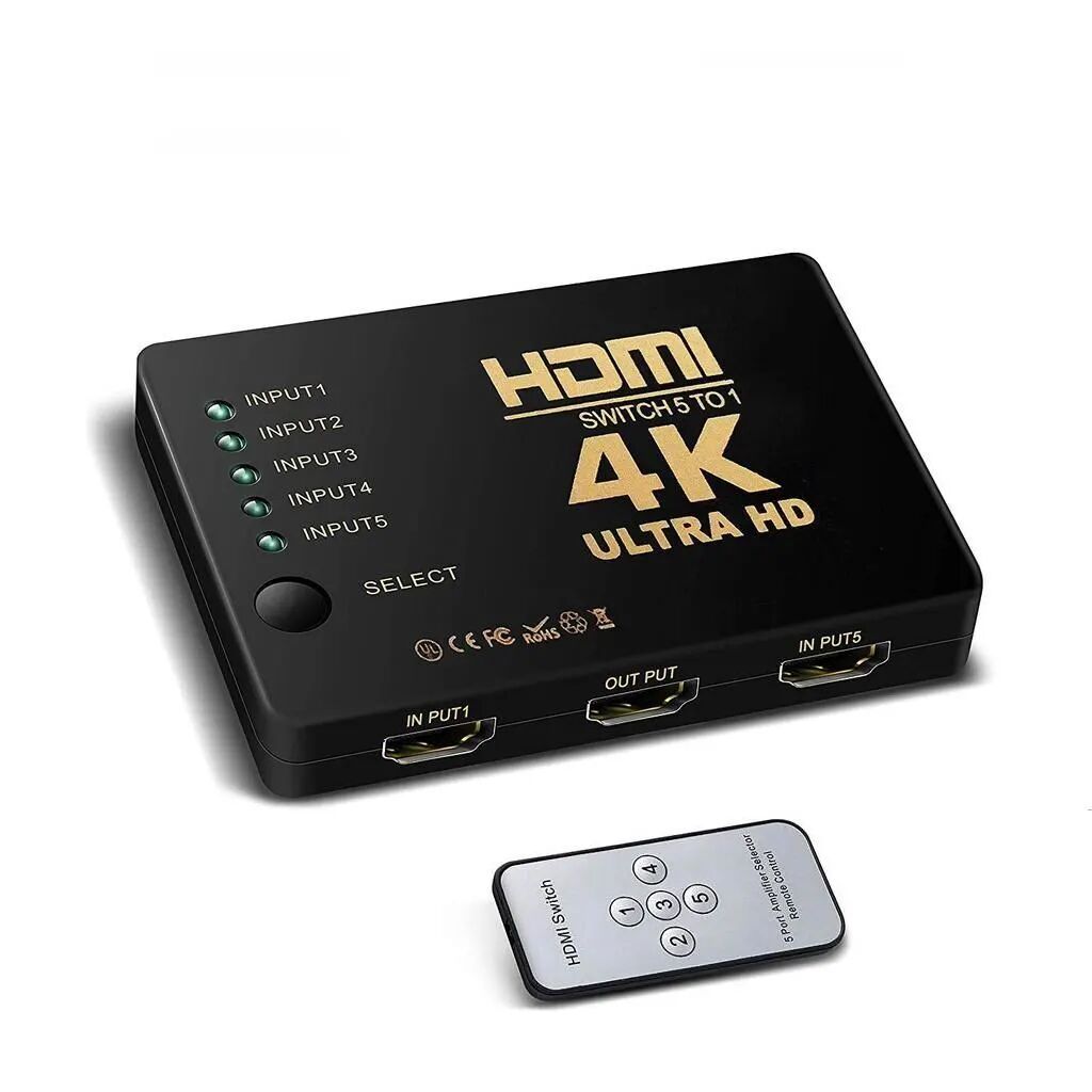 INF HDMI Switch 5x1 med fjärrkontroll