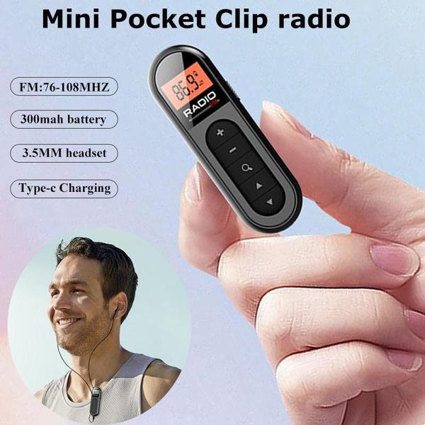 Happy family Pocket Clip FM Radio, Mini Digital Tuning Walkman Radio, With Rechargeable Battery, Earphone For Walk/Jogging/Gym/Camping