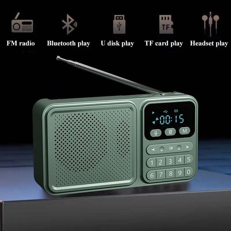 Kawall Fashion Tragbares Dsp-Fm-Radio, Mini-Taschen-Solar-Notfallradio-Recorder, Kabelloser Bluetooth-Lautsprecher Mit Led-Anzeige, Usb-Musik-Player