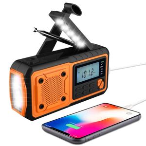 Tbutik Nyeste krankradio nødradio 4000mAh Power Bank Solar håndsvingsradio AM/FM/WB/NOAA og Alert bærbar vejrradio