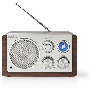 Nedis FM-radio   Borddesign   FM   Strømforsyning   Analog   15 W   Bluetooth®   Brun