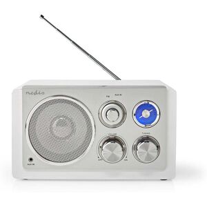 Nedis FM-radio   Borddesign   FM   Strømforsyning   Analog   15 W   Bluetooth®   Hvid