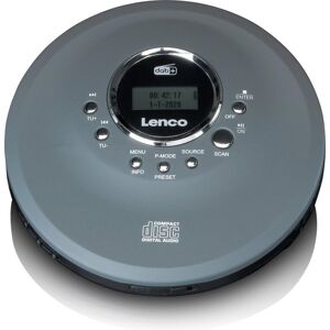 Lenco CD-400GY Discman - Bærbar CD-MP3-afspiller med DAB+ og FM-radio - Anti-Shock beskyttelse og genopladelig - Antracit