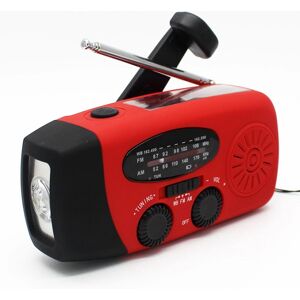 Vevradio med Solceller Ficklampa og 2000mAh Powerbank rød SOS Red EU