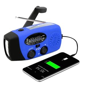 Swedish Outdoor Survival Column Radio 2000mAh Powerbank, Solpaneler, Lommelygte - Blå Blå