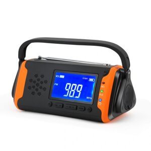 YIXI Solar Radio Emergency Hand Crank AM FM-radio med lys lommelygte, SOS Alert, AUX-musikafspiller orange