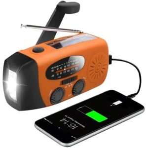 Krankradio med solceller / lommelygte - 2000mAh Powerbank - Orange-WELLNGS orange