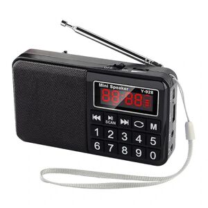 Bærbar radio, FM-radio med genopladeligt batteri med høj kapacitet (850 Mah), sort (FMY)