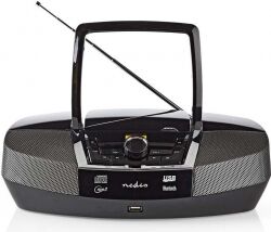 Nedis Boombox   12 W   Bluetooth®   CD-afspiller/FM-radio/USB/AUX   Sort, SPBB20