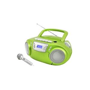 Soundmaster SCD5800GR Radio-lecteur CD FM USB, Cassette, Radiocassette avec microphone vert - Publicité