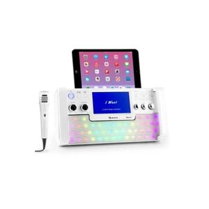 GENERIQUE auna DiscoFever Chaîne karaoké Bluetooth LED Ecran TFT 7"" lecteur CD USB - blanc - Publicité