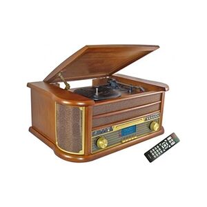 Inovalley Chaîne Hifi RETRO29-E vinyle style rétro Bluetooth, CD, K7 Audio, FM, USB + télécommande - Publicité