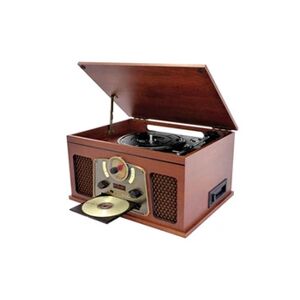 Inovalley Chaîne Hifi RETRO10E-BTH-N vinyle avec Fonction encoding, Bluetooth, CD, K7 Audio, FM, USB - Publicité