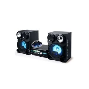 Muse Micro Chaîne-hifi M-80DJ, Bluetooth, lecteur CD, CD-R/RW, MP3/USB /Radio FM - Ecran LED rétro-éclairage blanc, Light OVNI - Publicité