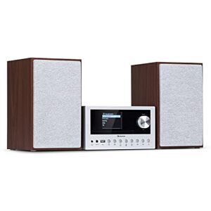 AUNA Radio Dab CD Bluetooth 2 Enceintes, Chaine HiFi, Poste Radio FM, Radio Portables Stéréo, Écran LCD, MP3, AUX, Télécommande, Alarme Reveil, Lecteur CD, 2X Enceintes Mini Chaînes Hi-FI, Cable - Publicité