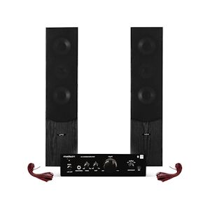 MADISON Paire d'enceintes Hifi/Home-Cinéma noires 2x500W+Amplificateur HIFI Stéréo BT/NFC/CD/AUX/MP3