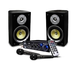 Enceintes Hifi Mash Rubis 5, 2x 50W, Boomer 13cm, Ampli LTC Audio MFA1200-BT LTC Karaoké Hifi 100W USB/Bluetooth - 2 Micros
