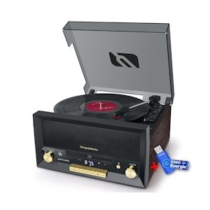 Muse Système Chaîne Hifi CD 20W vintage avec platine Vinyle - CD/FM/USB/AUX - 33/45/78 tours+clé USB 32Go
