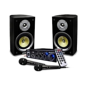 Enceintes Hifi Mash Rubis 6, 2x 80W, Boomer 16cm, Ampli LTC Audio MFA1200-BT LTC Karaoké Hifi 100W USB/Bluetooth - 2 Micros