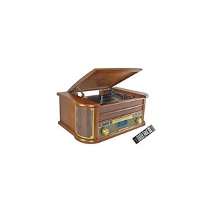 INOVALLEY RETRO29-E Chaîne Hifi vinyle style rétro Bluetooth - Lecteur CD / K7 Audio / FM / USB - Publicité