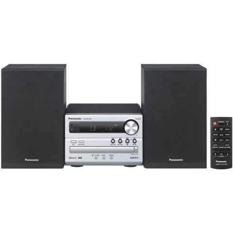 Panasonic SC-PM250EG-S Sistema Micro con CD e Bluetooth, 20 Watt RMS, CD, Radio UKW, Argento