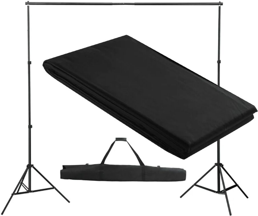 vidaXL Système de support de toile de fond 300 x 300 cm Noir