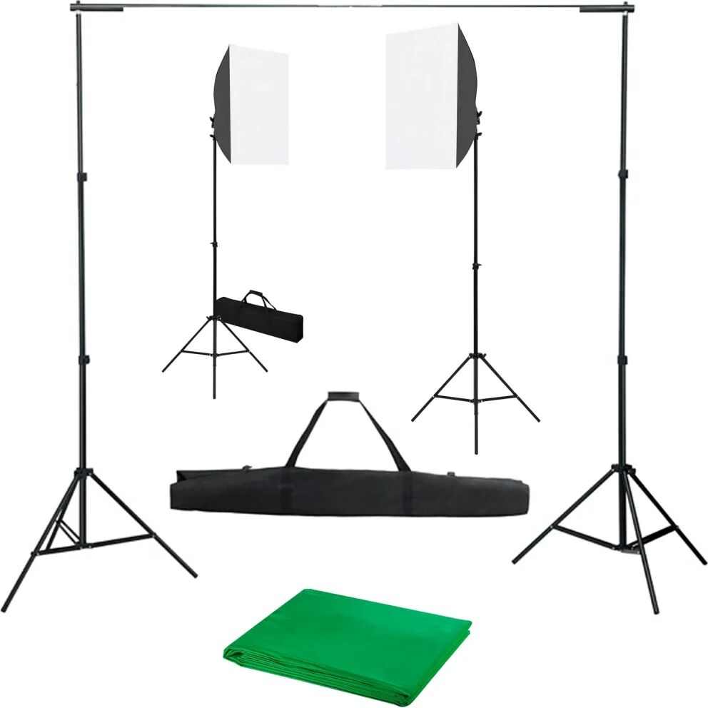 vidaXL Kit de studio photo avec boîtes à lumière et toile de fond