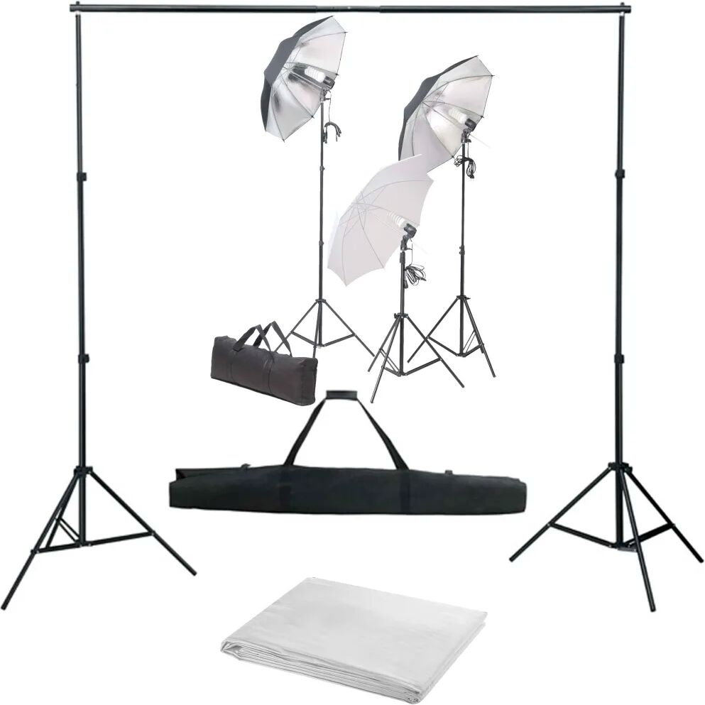 vidaXL Kit de studio photo avec ensemble d'éclairage et toile de fond