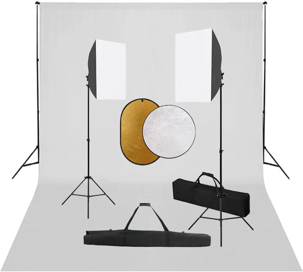 vidaXL Kit de studio photo boîte à lumière toile de fond et réflecteur