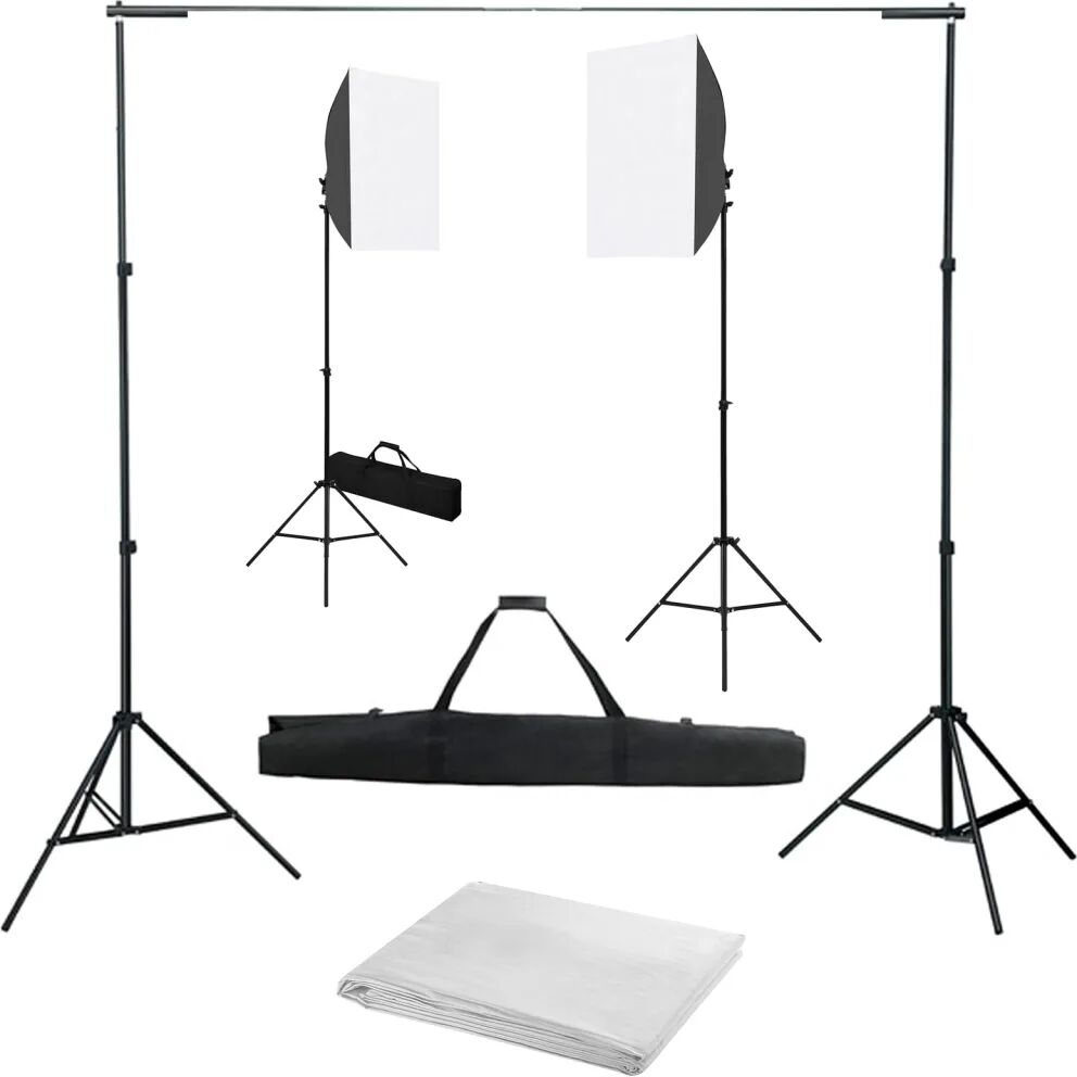 vidaXL Fotostudioset met softboxlampen en achtergrond