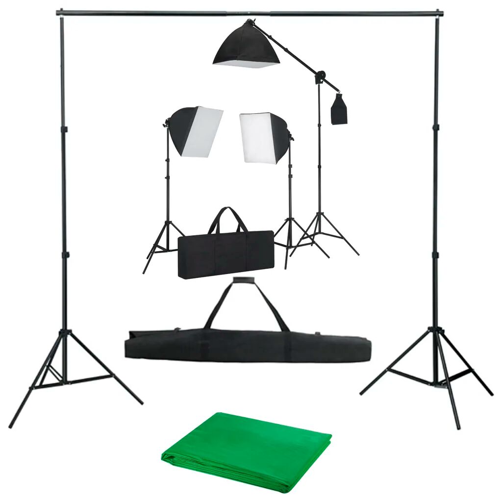 vidaXL Fotostudioset met softboxlampen en achtergrond