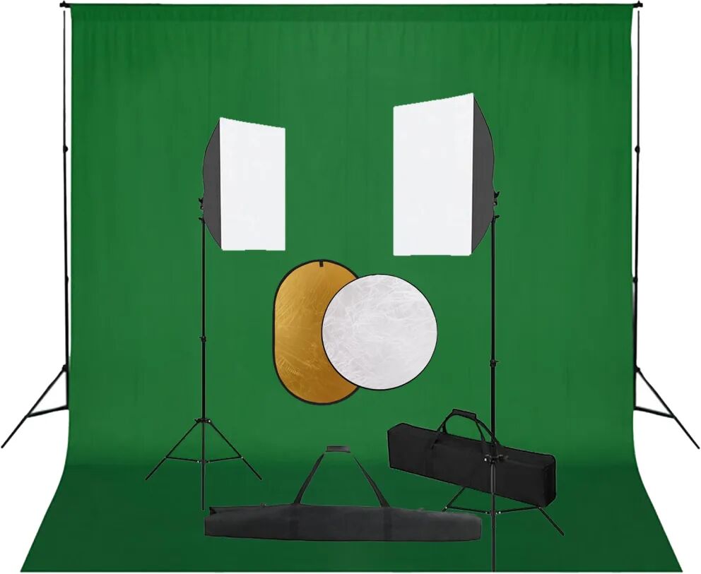 vidaXL Fotostudioset met softboxlampen, achtergrond en reflector