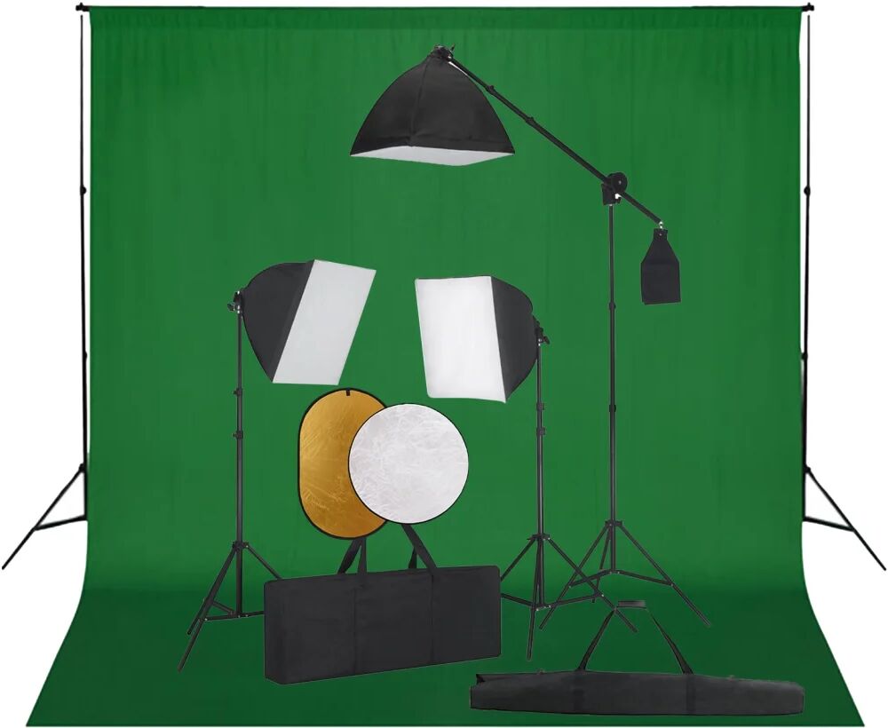 vidaXL Fotostudioset met softboxlampen, achtergrond en reflector