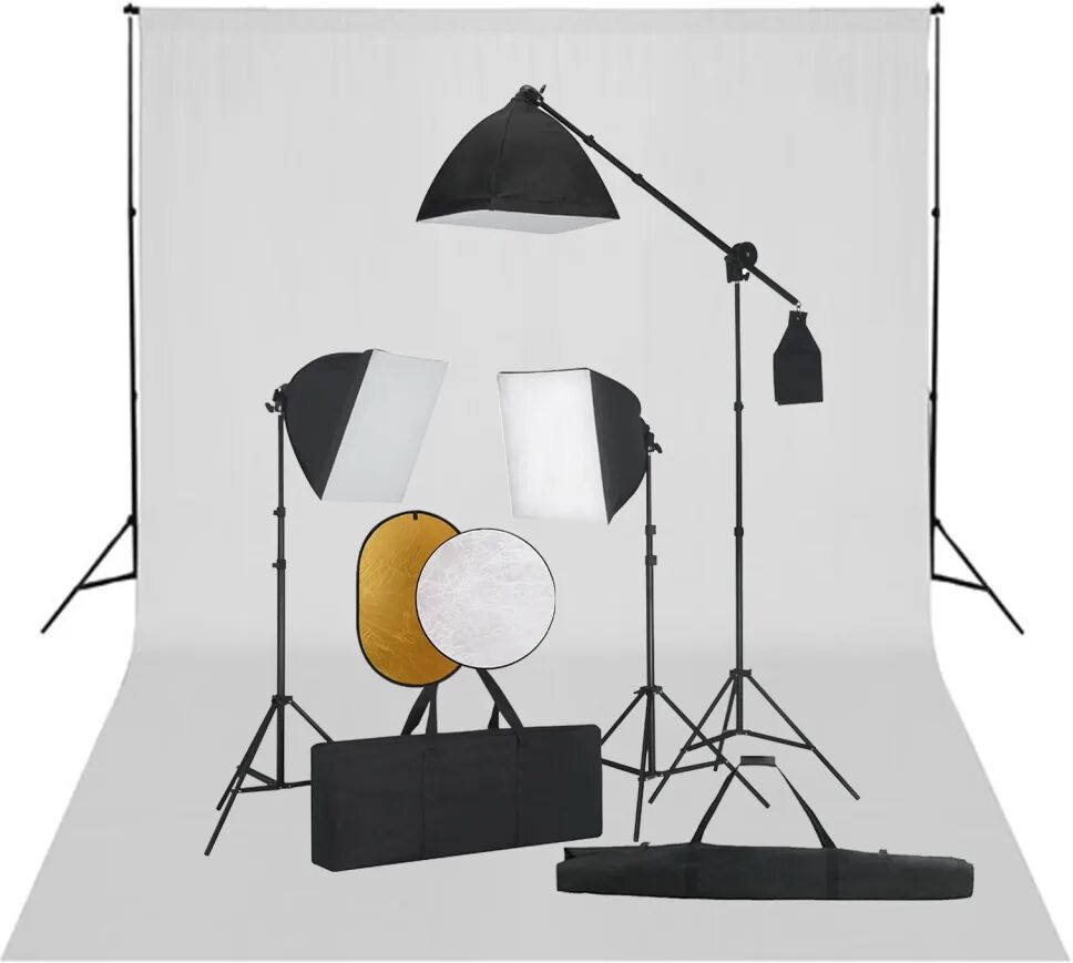 vidaXL Fotostudioset met softboxlampen, achtergrond en reflector