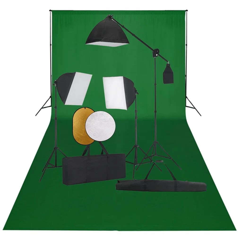 vidaXL Fotostudioset met softboxlampen, achtergrond en reflector